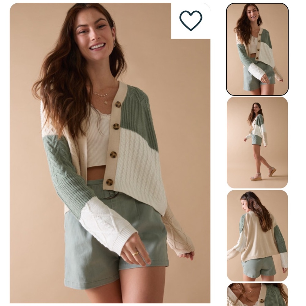 Francesca’s Mi ami Cream and Green Sweater